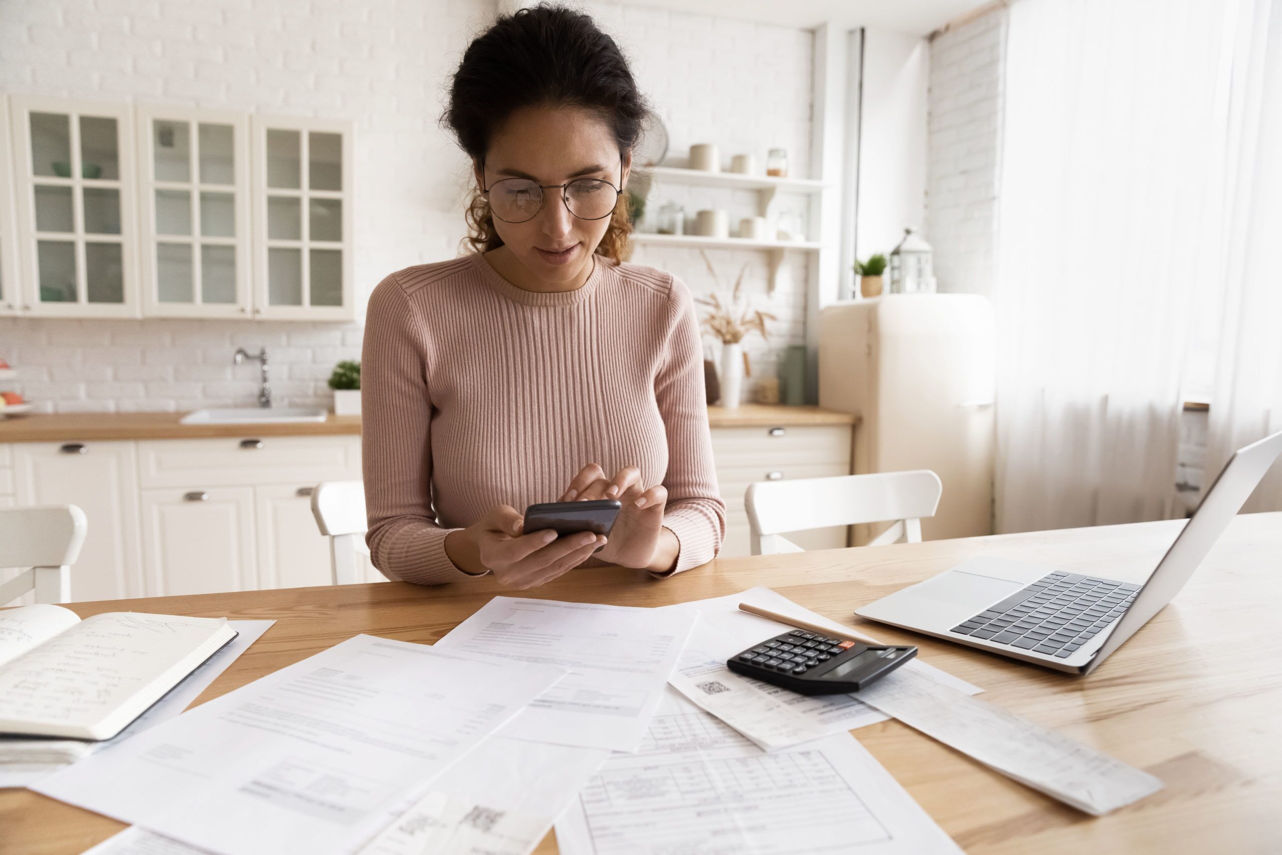 Woman preparing her taxes