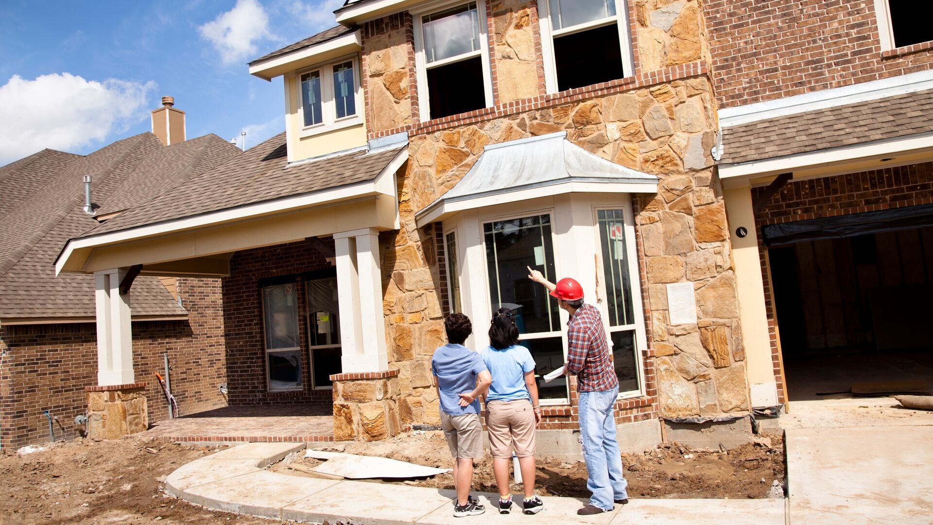 Contractor working on a new house