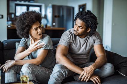 Couple arguing and contemplating a divorce.