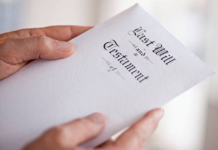 Last Will and Testament labeled white envelope.