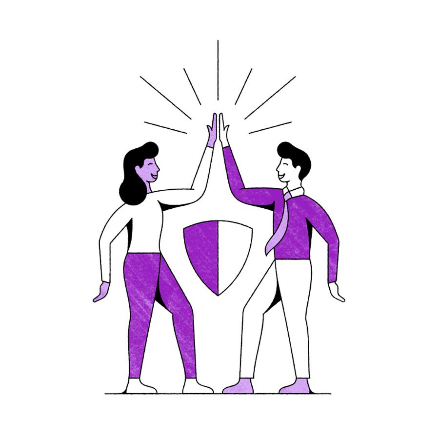 Illustration of a man & a woman doing a High 5 celebration.