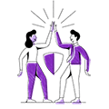 Illustration of a man & a woman doing a High 5 celebration.