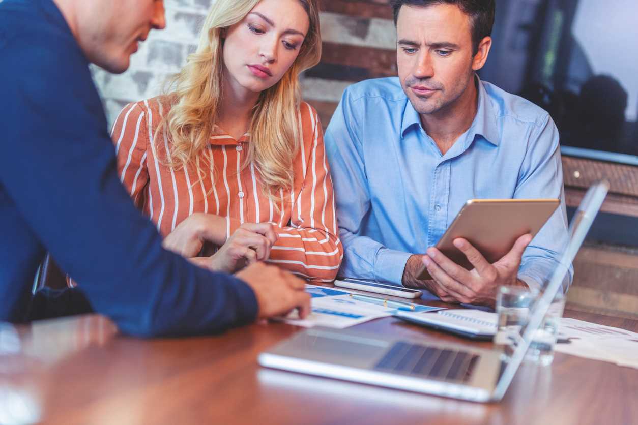 Couple discussing the details of the woman changing her name after marriage