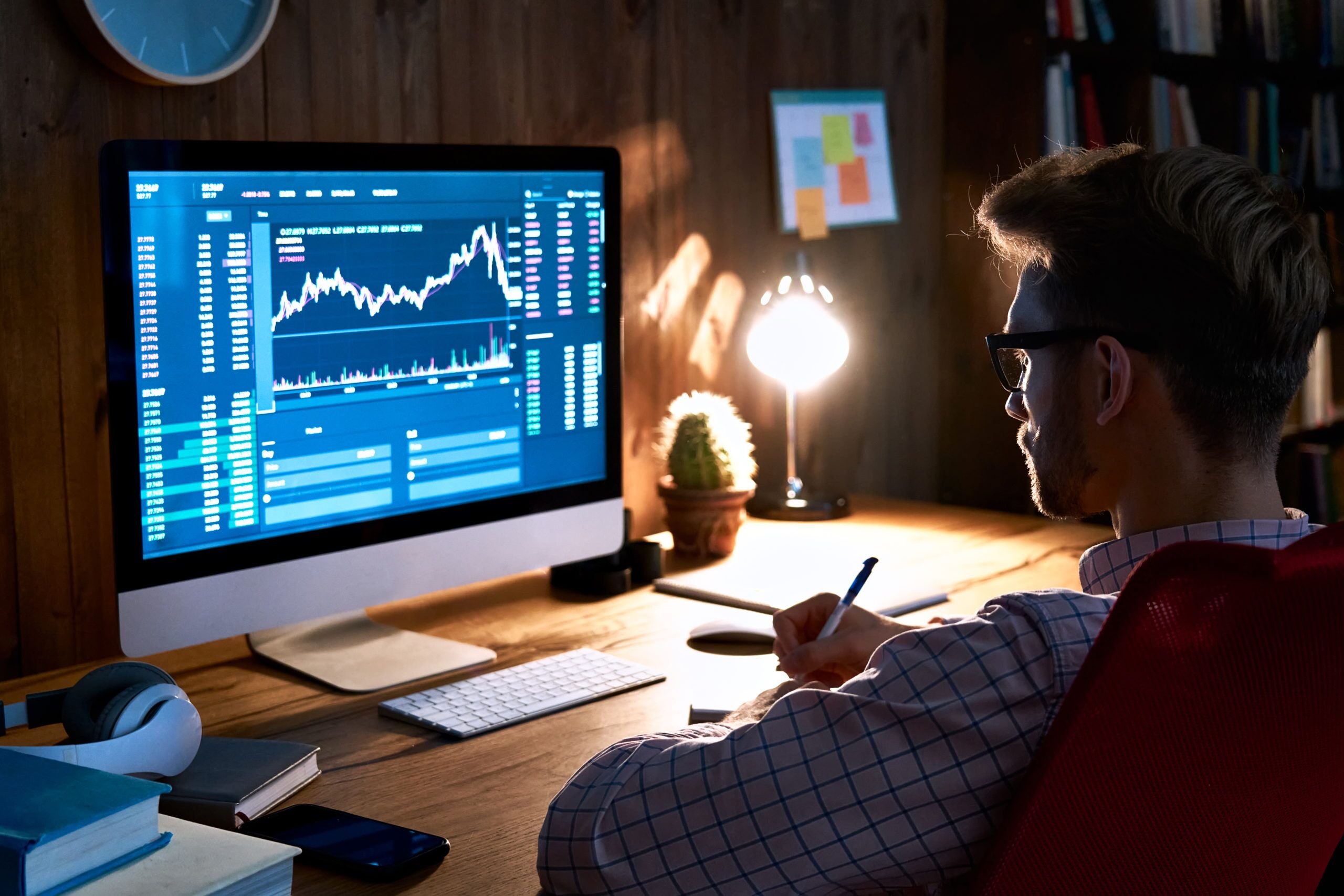 Man studying cryptocurrencies