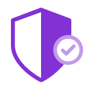 Escudo morado con una marca de verificación que representa el servicio completo de LegalShield