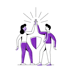 Illustration of a woman and a man doing a High 5 in celebration of getting a great deal.